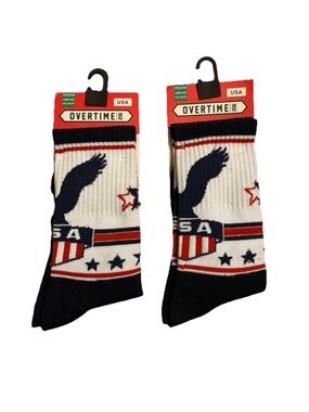 Overtime USA Kids Patriotic Socks - Red, White, and Blue One Size
